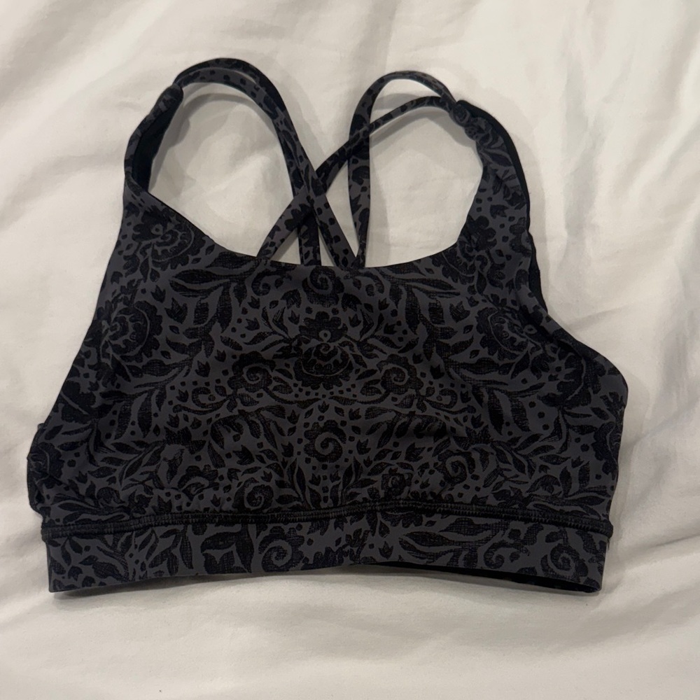 Lululemon Black Patterned Sports Bra